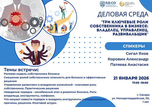 Деловая среда КД СО «Три ключевые роли собственника в бизнесе: владелец, управленец, развивальщик»
